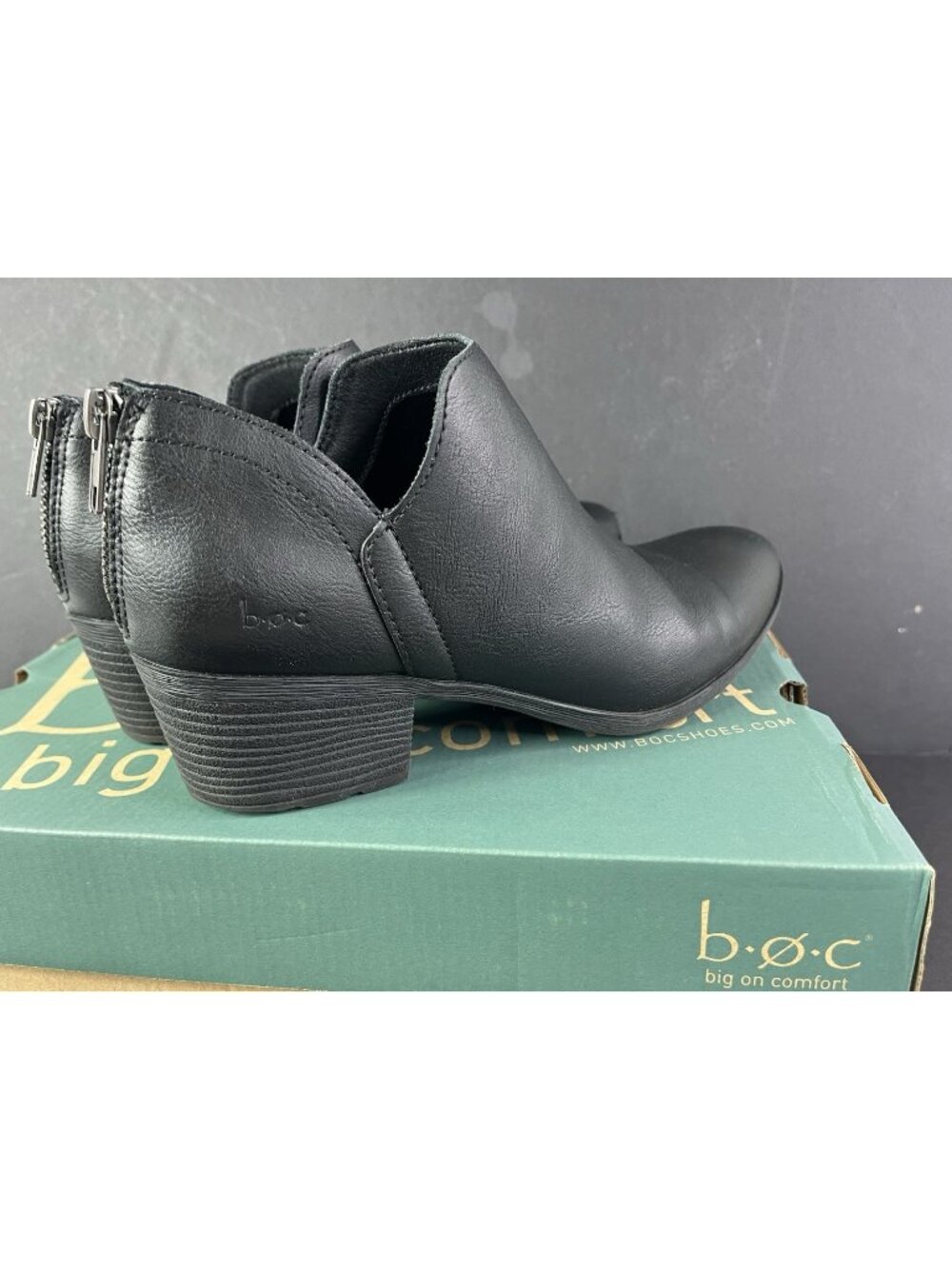B.o.c Celosia Boots Size 8 Black Ankle Booties Block Heel Zip Comfort W Box
